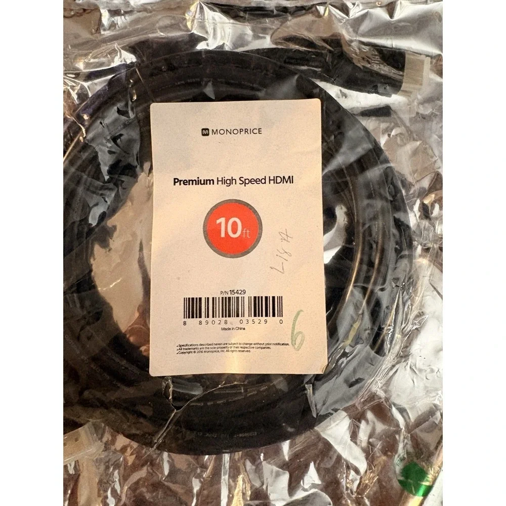 Monoprice Premium High Speed HDMI Cable HDR 10ft - Black 15429